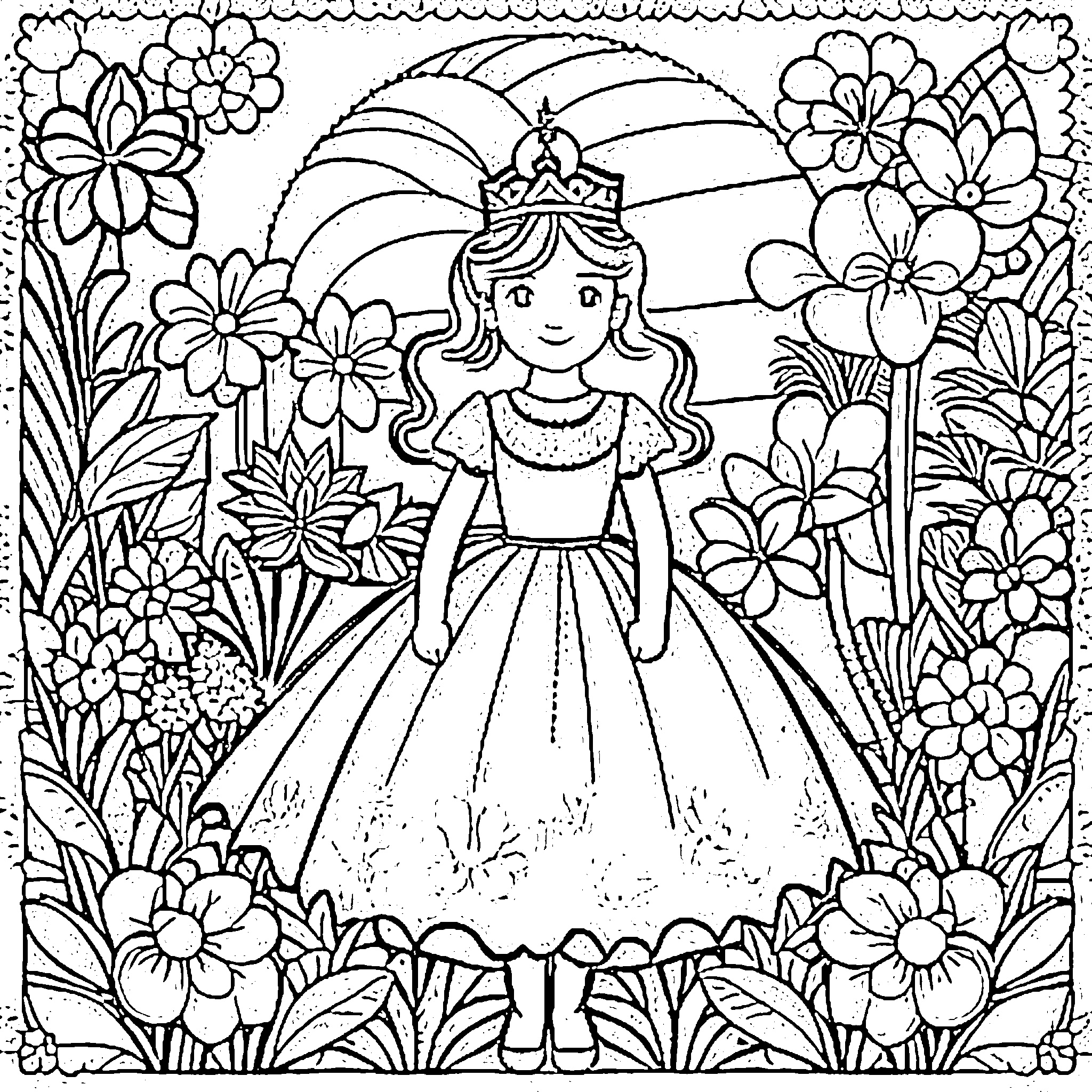 gambar princess di taman bunga